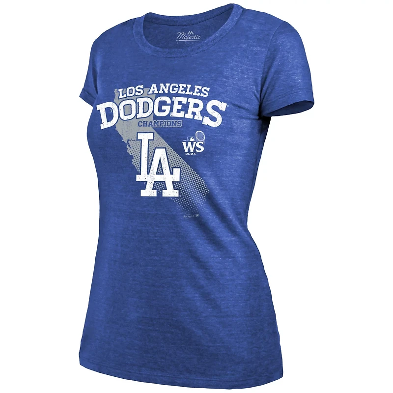 Majestic Threads Los Angeles Dodgers 2024 World Series Champions Tri-Blend Roster T-Shirt