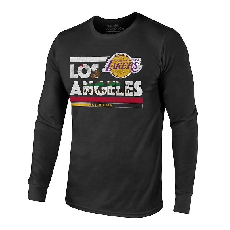 Majestic Threads Los Angeles Lakers City and State Tri-Blend Long Sleeve T-Shirt
