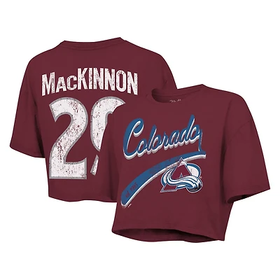 Majestic Threads Nathan MacKinnon Colorado Avalanche Behind The Net Boxy Name Number Cropped T-Shirt