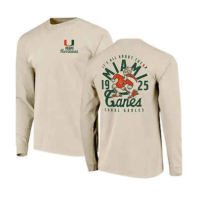 Miami Hurricanes Comfort Colors Mascot Overlay Long Sleeve T-Shirt