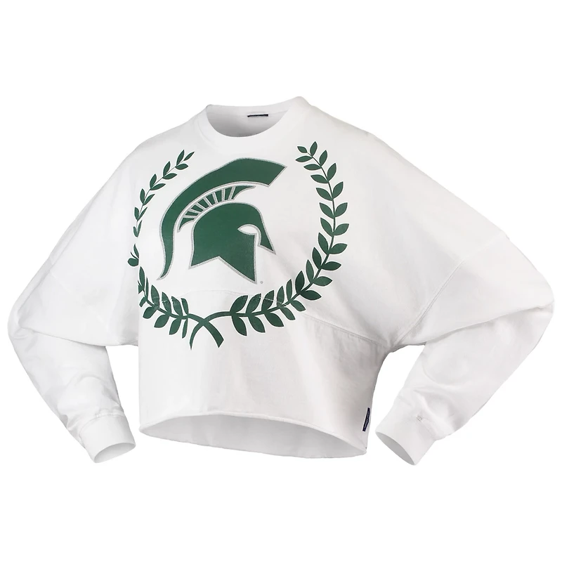 Michigan State Spartans Laurels Crop Long Sleeve T-Shirt
