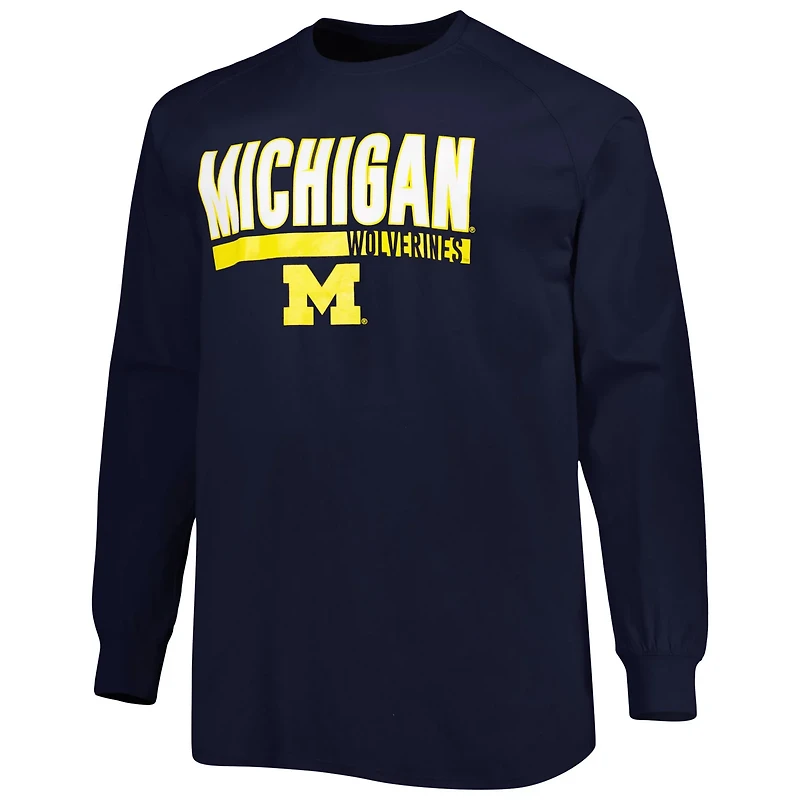 Michigan Wolverines Big  Tall Two-Hit Raglan Long Sleeve T-Shirt