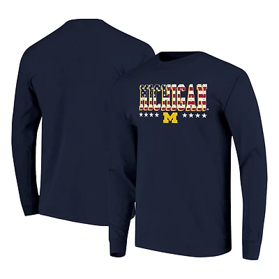 Michigan Wolverines Tall Type Flag Long Sleeve T-Shirt