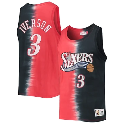 Mitchell  Ness Allen Iverson /Black Philadelphia 76ers Hardwood Classics Tie-Dye Name Number Tank Top