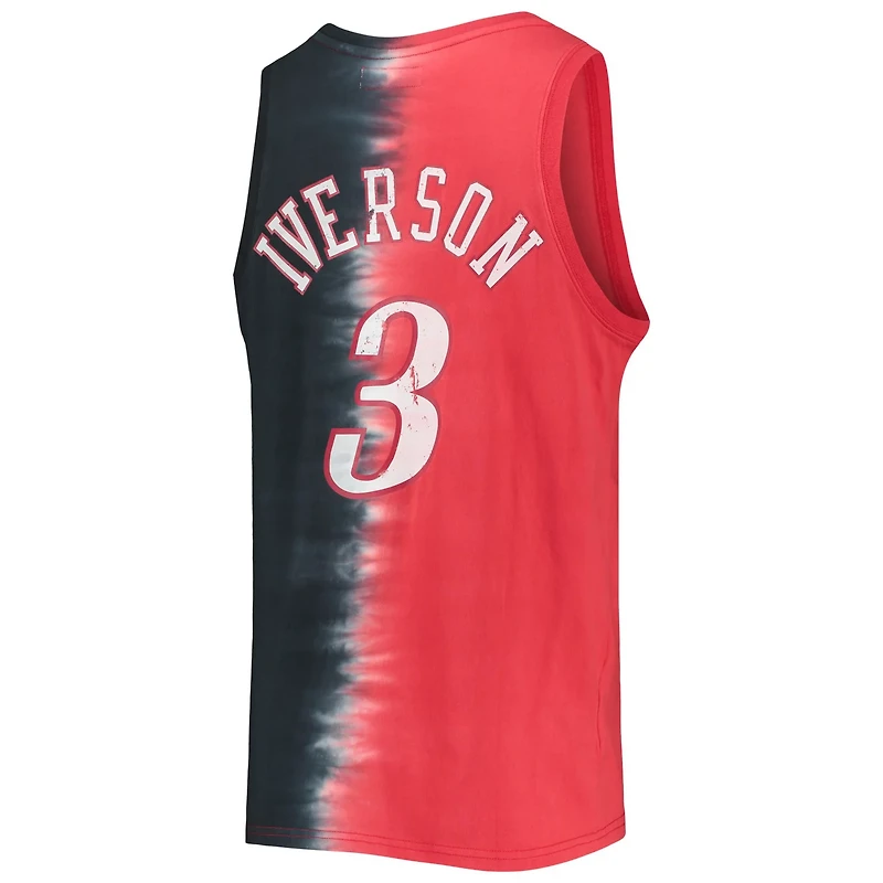 Mitchell Ness Allen Iverson /Black Philadelphia 76ers Hardwood Classics Tie-Dye Name Number Tank Top