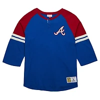 Mitchell  Ness Atlanta Braves Cooperstown Collection Legendary Raglan Slub Henley 3 4-Sleeve T-Shirt