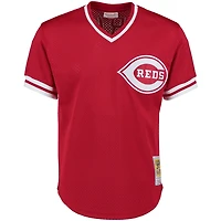 Mitchell  Ness Barry Larkin Cincinnati s Cooperstown Collection Mesh Batting Practice Button-Up Jersey