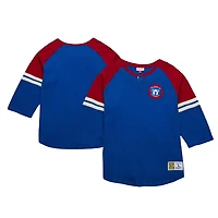 Mitchell  Ness Chicago Cubs Cooperstown Collection Legendary Raglan Slub Henley Three-Quarter Sleeve T-Shirt