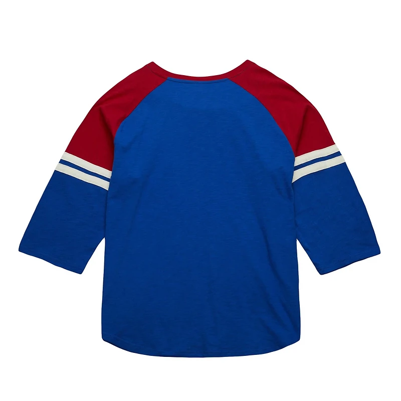 Mitchell  Ness Chicago Cubs Cooperstown Collection Legendary Raglan Slub Henley Three-Quarter Sleeve T-Shirt