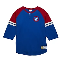 Mitchell  Ness Chicago Cubs Cooperstown Collection Legendary Raglan Slub Henley Three-Quarter Sleeve T-Shirt