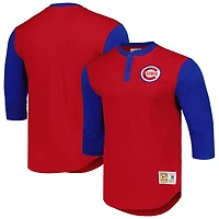 Mitchell  Ness Chicago Cubs Cooperstown Collection Legendary Slub Henley 3 4-Sleeve T-Shirt