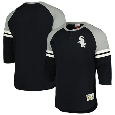 Mitchell Ness Chicago White Sox Cooperstown Collection Legendary Raglan Slub Henley 3 4-Sleeve T-Shirt