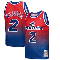 Mitchell  Ness Chris Webber Red Washington Bullets 1994 95 Hardwood Classics Fadeaway Swingman Player Jersey