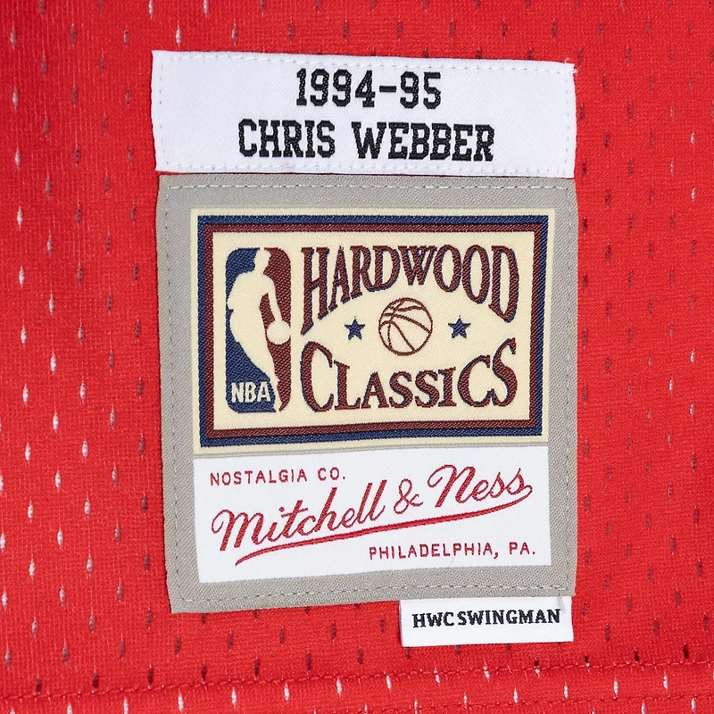 Mitchell  Ness Chris Webber Red Washington Bullets Hardwood Classics 1994 95 Split Swingman Jersey