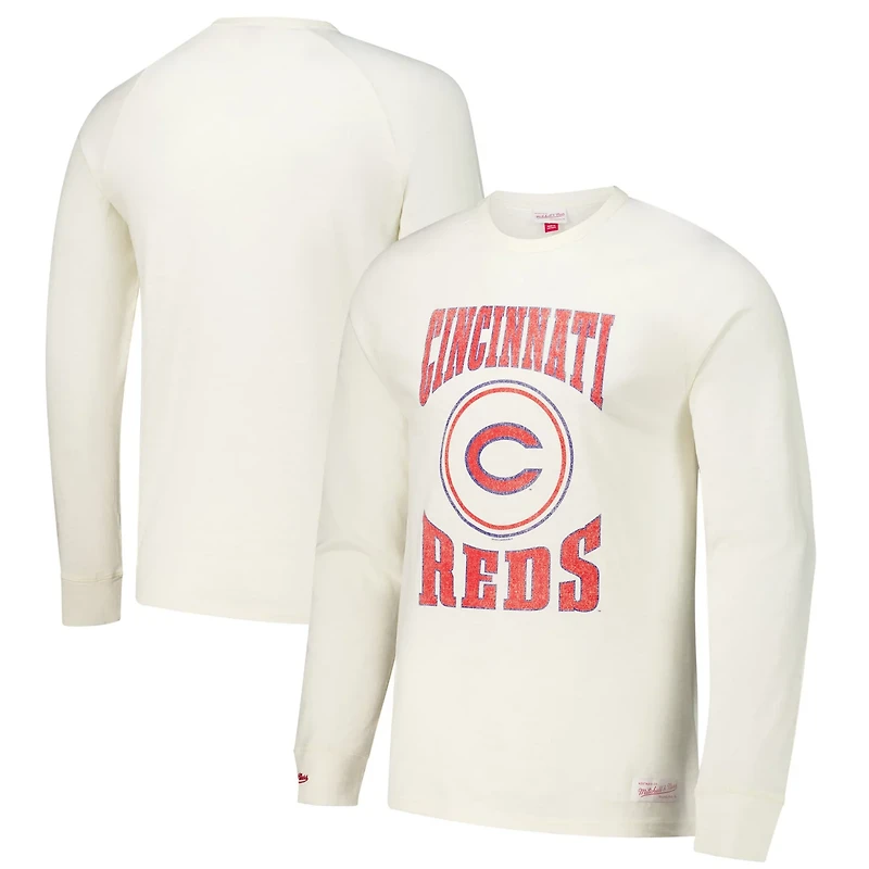 Mitchell  Ness Cincinnati Reds Arched Logo Slub Long Sleeve T-Shirt
