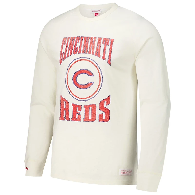 Mitchell  Ness Cincinnati Reds Arched Logo Slub Long Sleeve T-Shirt