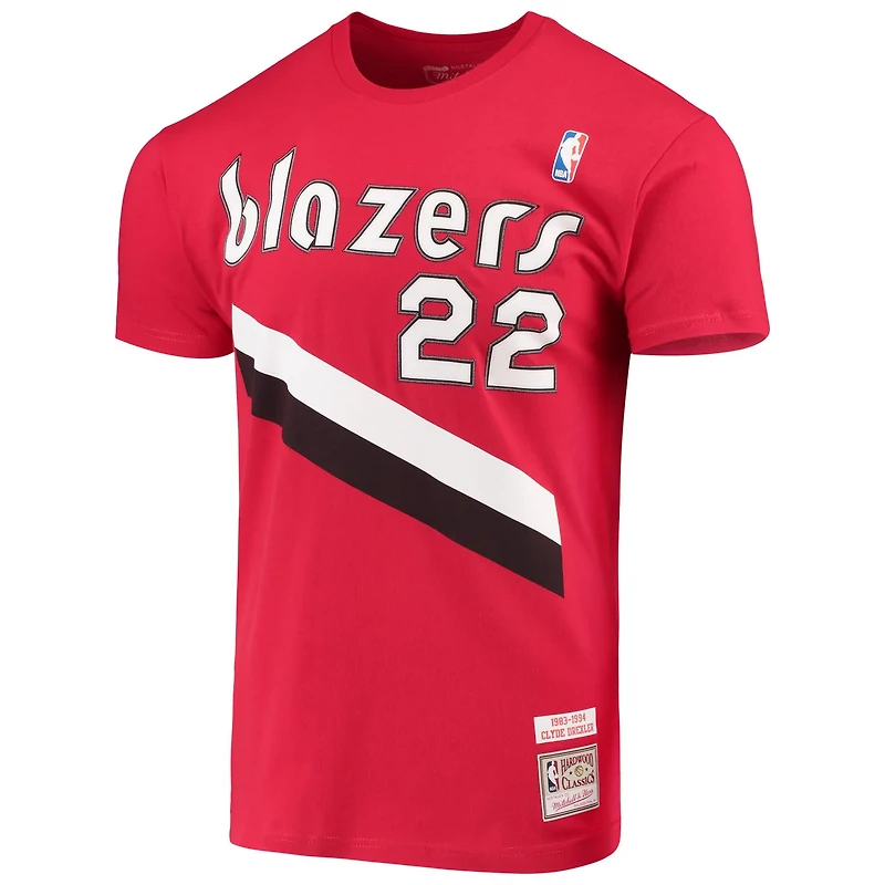 Mitchell  Ness Clyde Drexler Portland Trail Blazers Hardwood Classics Player Name Number T-Shirt