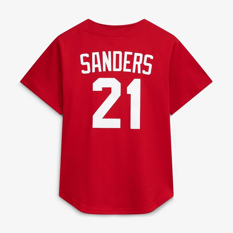 Mitchell Ness Deion Sanders Cincinnati s Cooperstown Mesh Batting Practice Button-Up Jersey