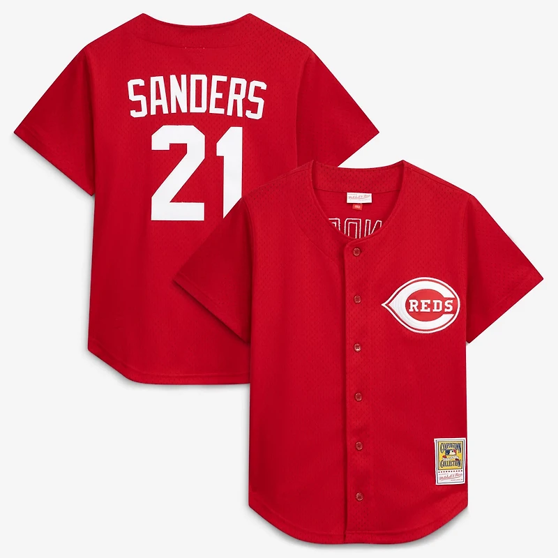 Mitchell Ness Deion Sanders Cincinnati s Cooperstown Mesh Batting Practice Button-Up Jersey