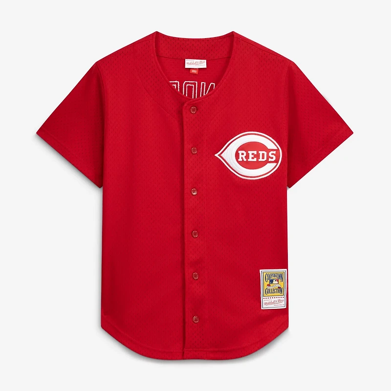 Mitchell Ness Deion Sanders Cincinnati s Cooperstown Mesh Batting Practice Button-Up Jersey