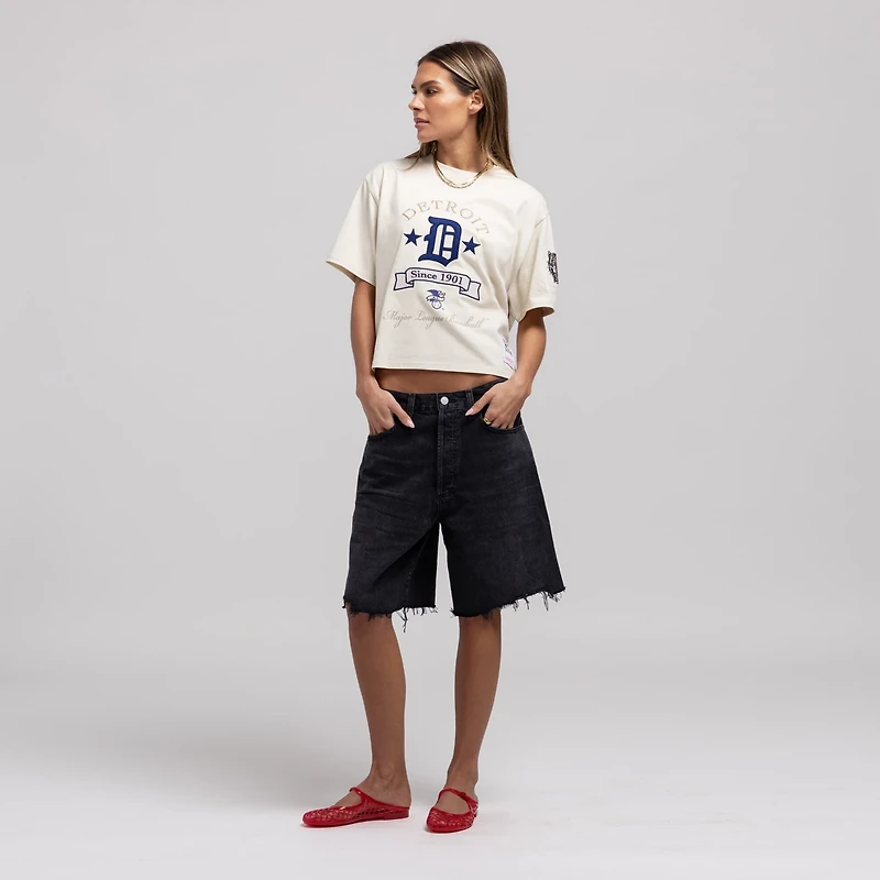 Mitchell Ness Detroit Tigers Cooperstown Yacht Rock Boxy Cropped T-Shirt