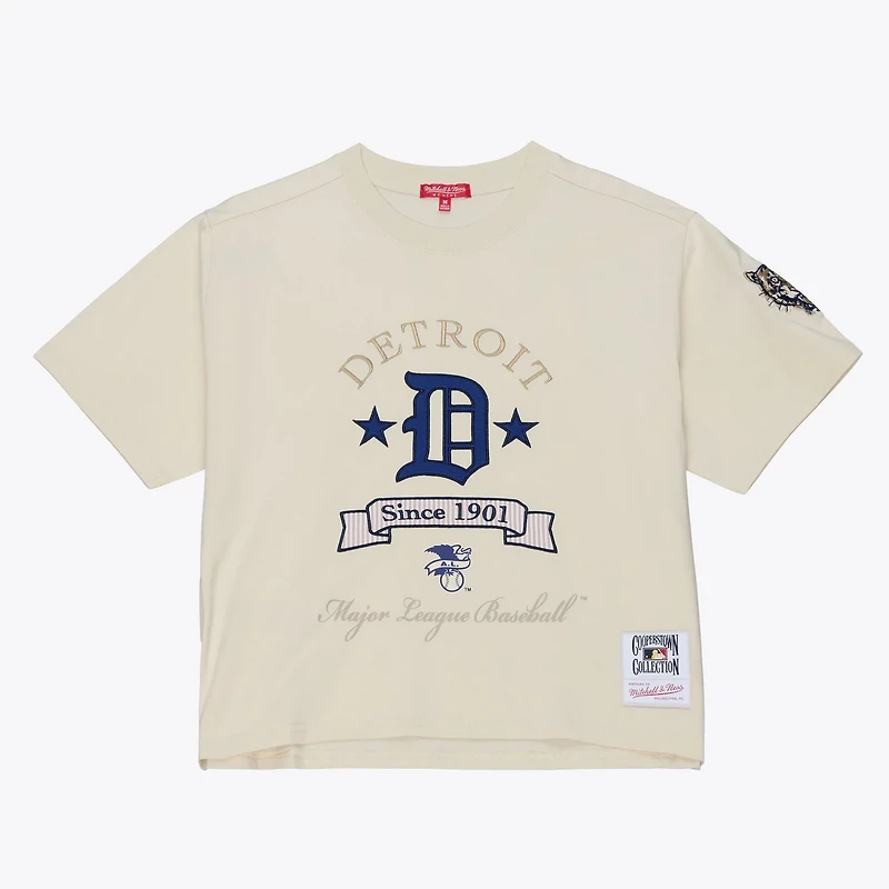 Mitchell Ness Detroit Tigers Cooperstown Yacht Rock Boxy Cropped T-Shirt