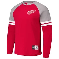 Mitchell  Ness Detroit Wings Thermal Henley Long Sleeve T-Shirt