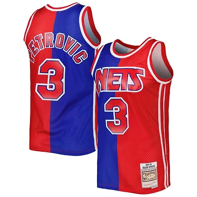 Mitchell  Ness Drazen Petrovic Red New Jersey Nets Hardwood Classics 1992 93 Split Swingman
