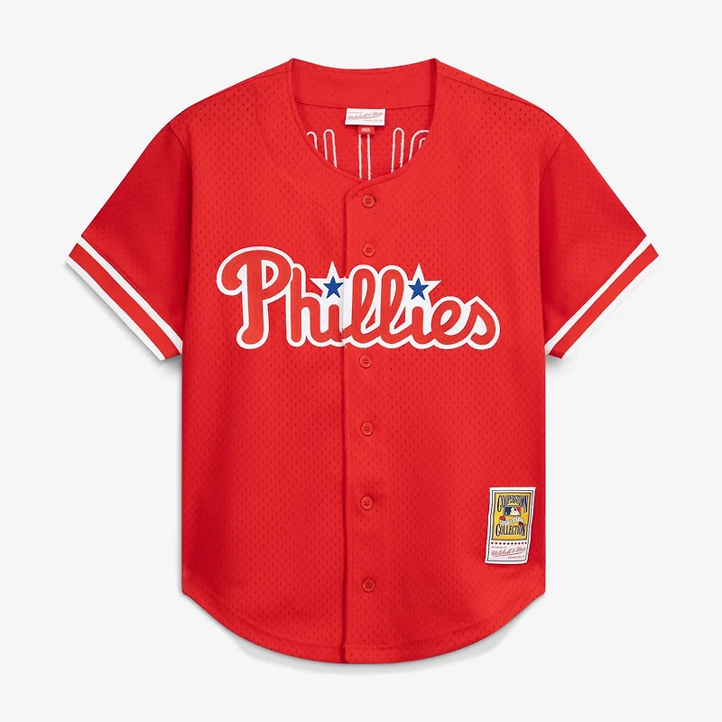 Mitchell  Ness Jimmy Rollins Philadelphia Phillies Cooperstown Mesh Batting Practice Button-Up Jersey
