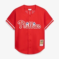 Mitchell  Ness Jimmy Rollins Philadelphia Phillies Cooperstown Mesh Batting Practice Button-Up Jersey