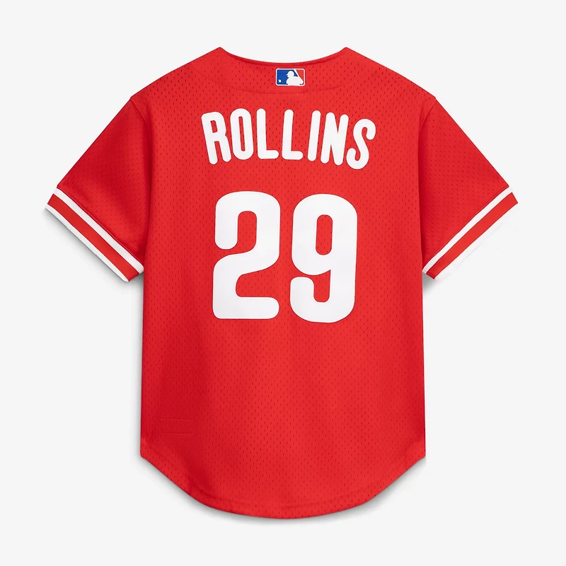 Mitchell  Ness Jimmy Rollins Philadelphia Phillies Cooperstown Mesh Batting Practice Button-Up Jersey