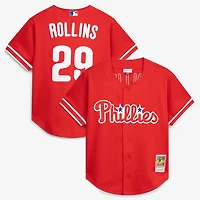 Mitchell  Ness Jimmy Rollins Philadelphia Phillies Cooperstown Mesh Batting Practice Button-Up Jersey
