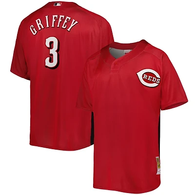 Mitchell Ness Ken Griffey Jr Cincinnati s Cooperstown Collection Mesh Batting Practice Button-Up Jersey