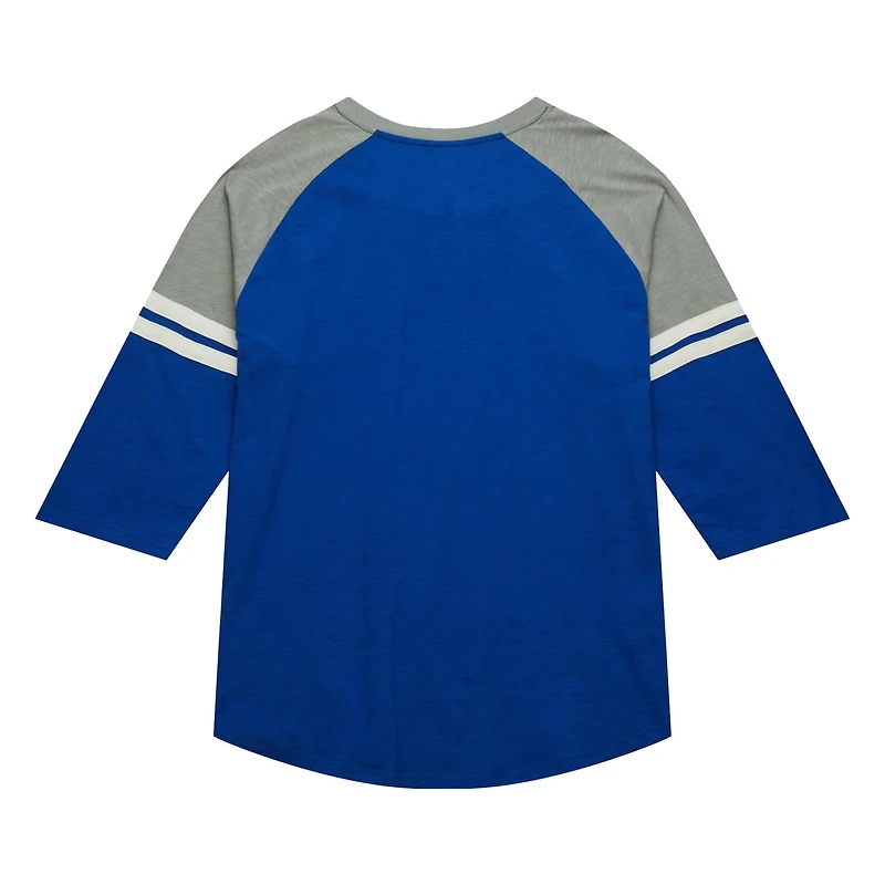 Mitchell Ness Los Angeles Dodgers Cooperstown Collection Legendary Raglan Slub Henley 3 4-Sleeve T-Shirt