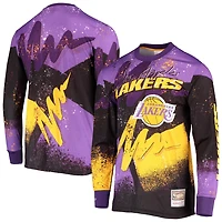 Mitchell  Ness Los Angeles Lakers Hardwood Classics Hyper Hoops Moto Sublimated Long Sleeve T-Shirt