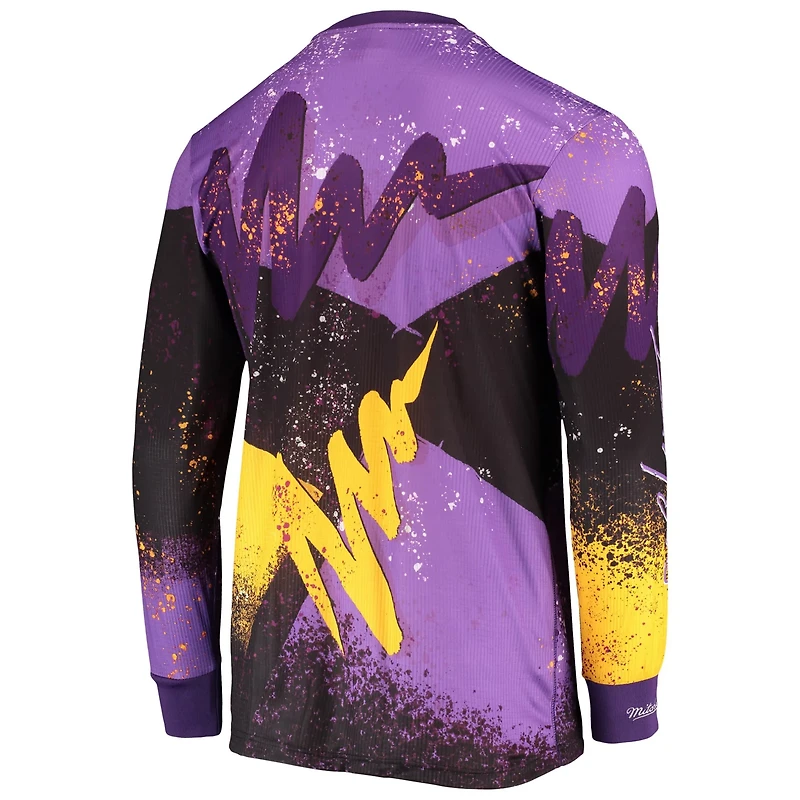 Mitchell Ness Los Angeles Lakers Hardwood Classics Hyper Hoops Moto Sublimated Long Sleeve T-Shirt
