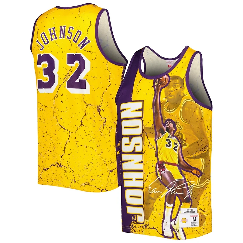 Mitchell  Ness Magic Johnson Los Angeles Lakers 1984-85 Hardwood Classics Player Burst Tank Top