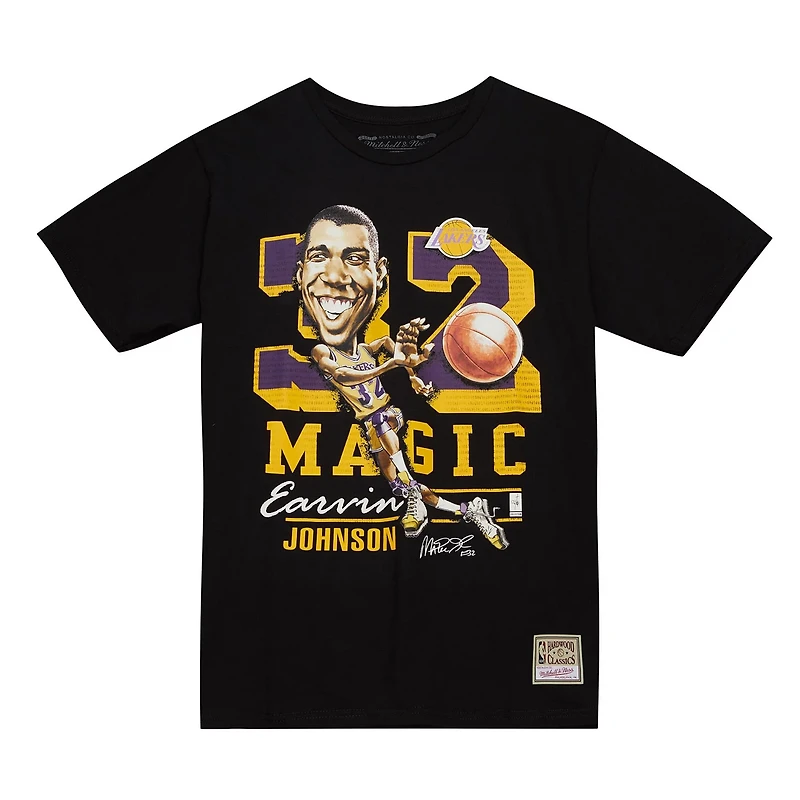 Mitchell  Ness Magic Johnson Los Angeles Lakers Hardwood Classics Caricature T-Shirt