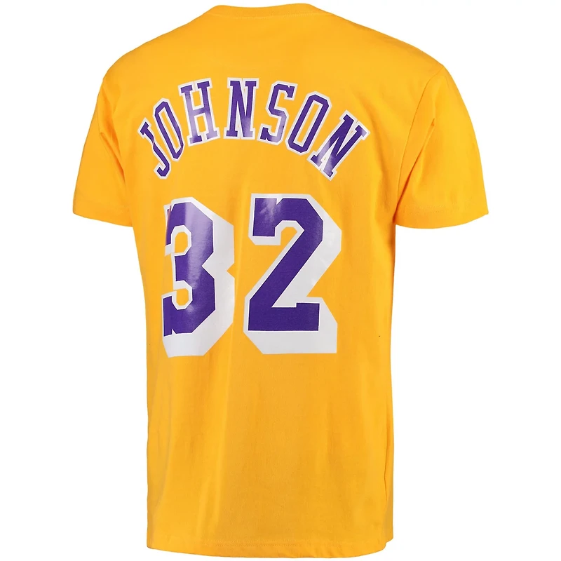 Mitchell  Ness Magic Johnson Los Angeles Lakers Hardwood Classics Retro Name Number T-Shirt