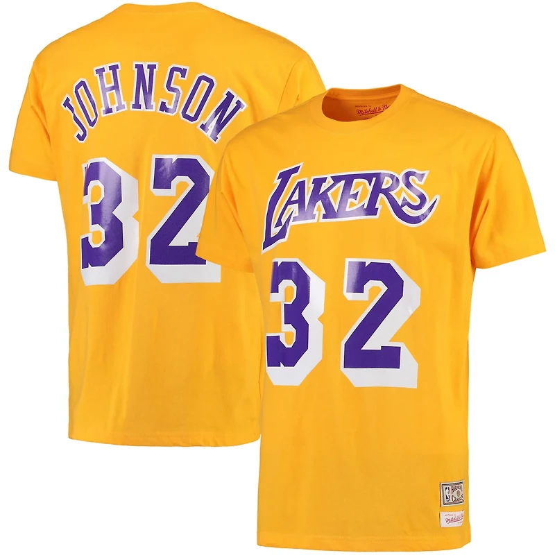Mitchell  Ness Magic Johnson Los Angeles Lakers Hardwood Classics Retro Name Number T-Shirt
