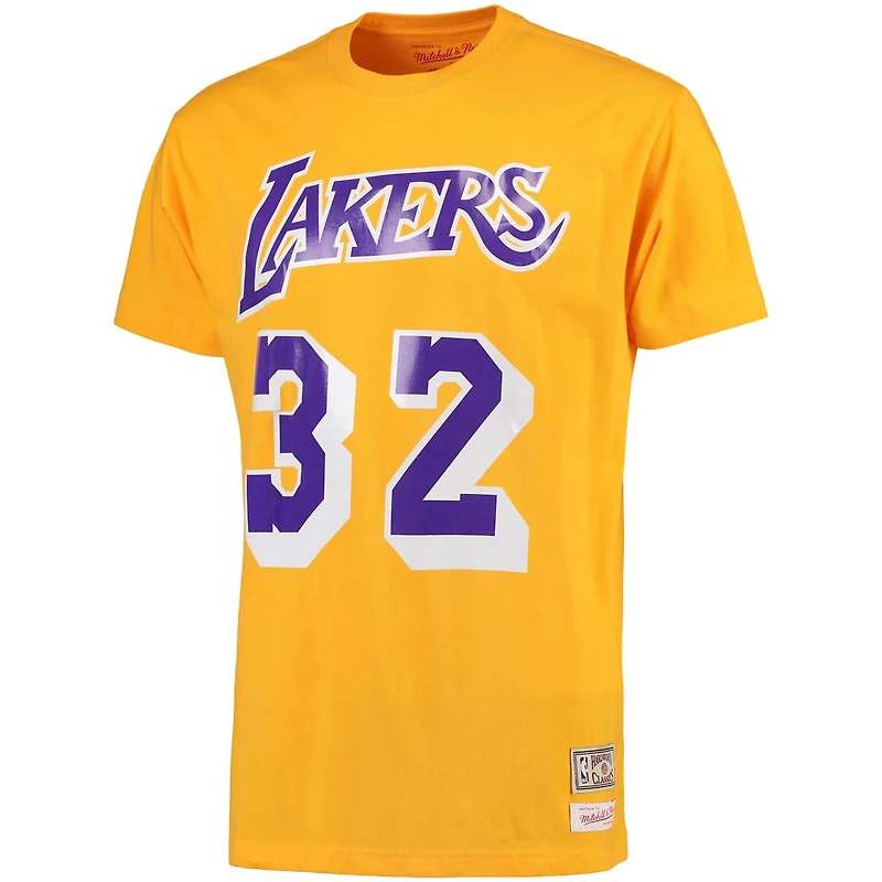 Mitchell  Ness Magic Johnson Los Angeles Lakers Hardwood Classics Retro Name Number T-Shirt