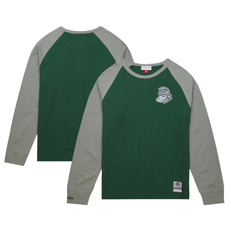 Mitchell Ness Michigan State Spartans Legendary Slub Raglan Long Sleeve T-Shirt
