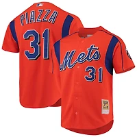 Mitchell Ness Mike Piazza New York Mets Cooperstown Collection Mesh Batting Practice Button-Up Jersey