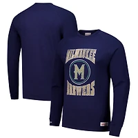 Mitchell  Ness Milwaukee Brewers Arched Logo Slub Long Sleeve T-Shirt
