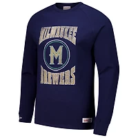Mitchell  Ness Milwaukee Brewers Arched Logo Slub Long Sleeve T-Shirt