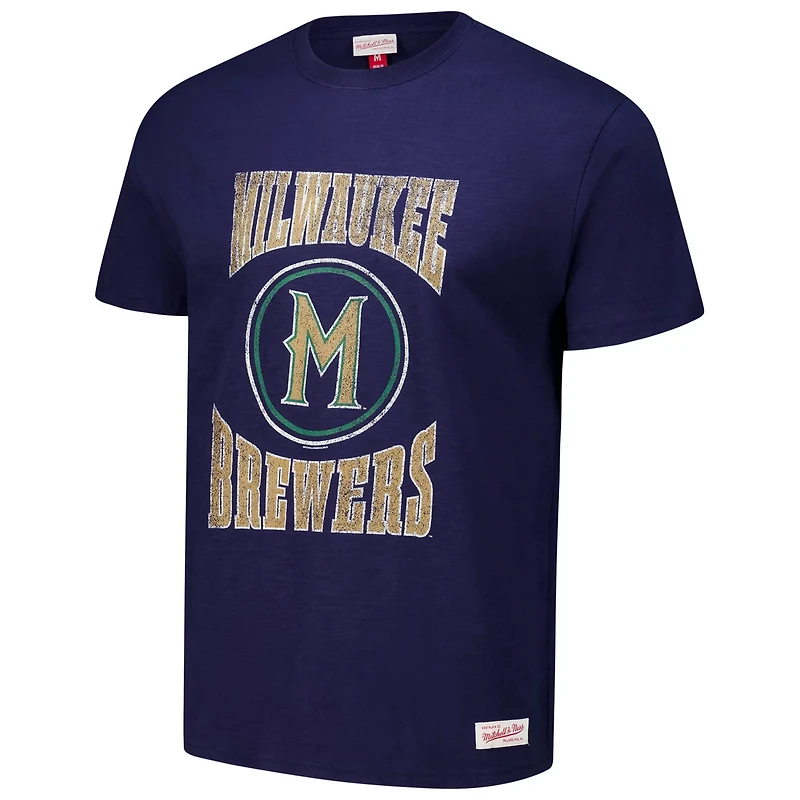Mitchell  Ness Milwaukee Brewers Arched Logo Slub T-Shirt
