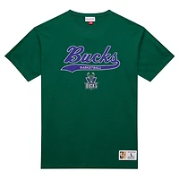 Mitchell  Ness Milwaukee Bucks Hardwood Classics Felt Applique Slub T-Shirt