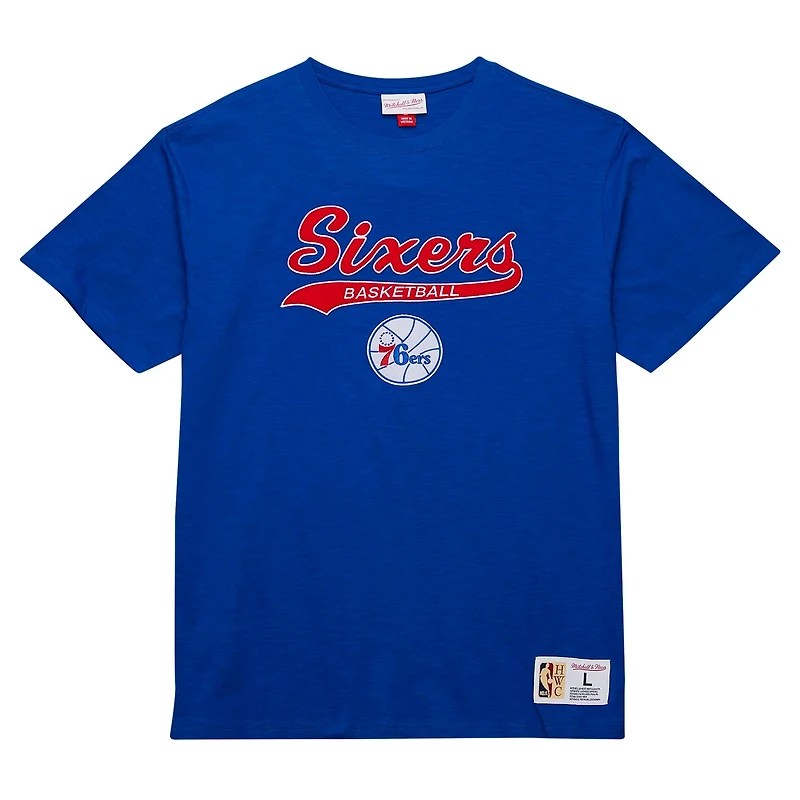 Mitchell  Ness Philadelphia 76ers Hardwood Classics Felt Applique Slub T-Shirt