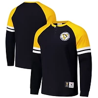 Mitchell  Ness Pittsburgh Penguins Thermal Henley Long Sleeve T-Shirt