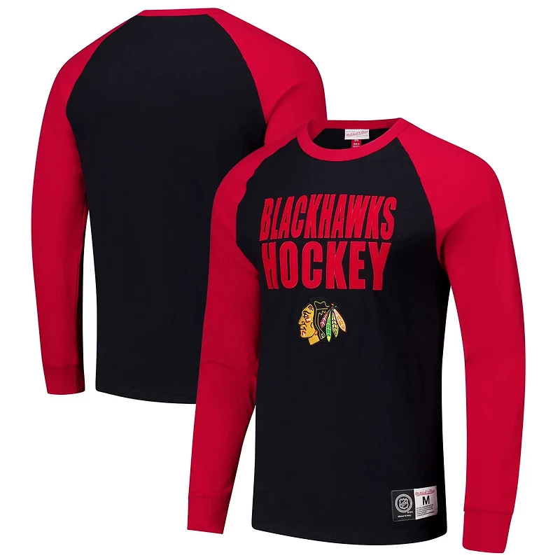 Mitchell  Ness Red Chicago hawks Legendary Slub Raglan Long Sleeve T-Shirt
